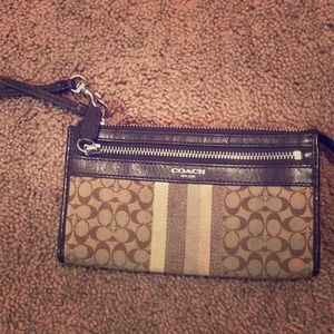 Brown coach wristlet